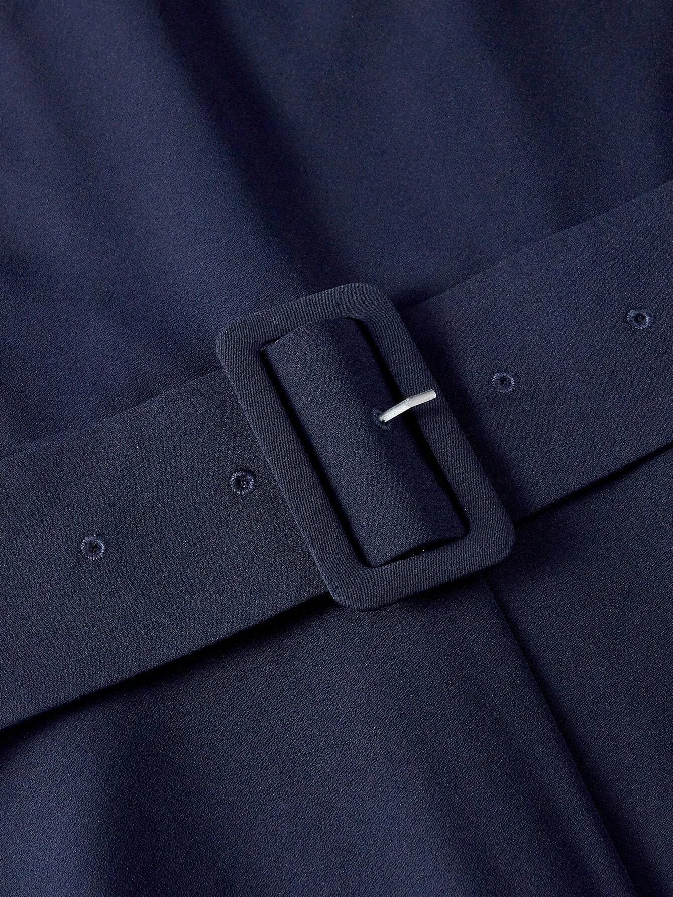 PREMIUM TWO TONE SLANT POCKET BUCKLE BELTED JUMPSUIT