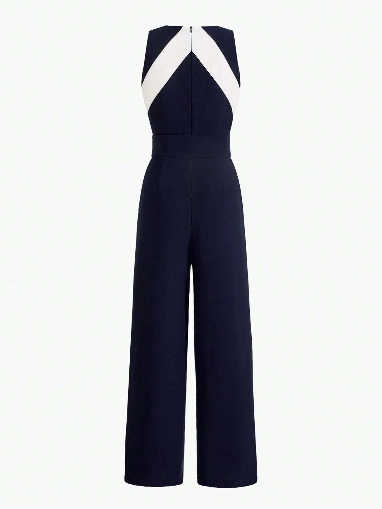 PREMIUM TWO TONE SLANT POCKET BUCKLE BELTED JUMPSUIT