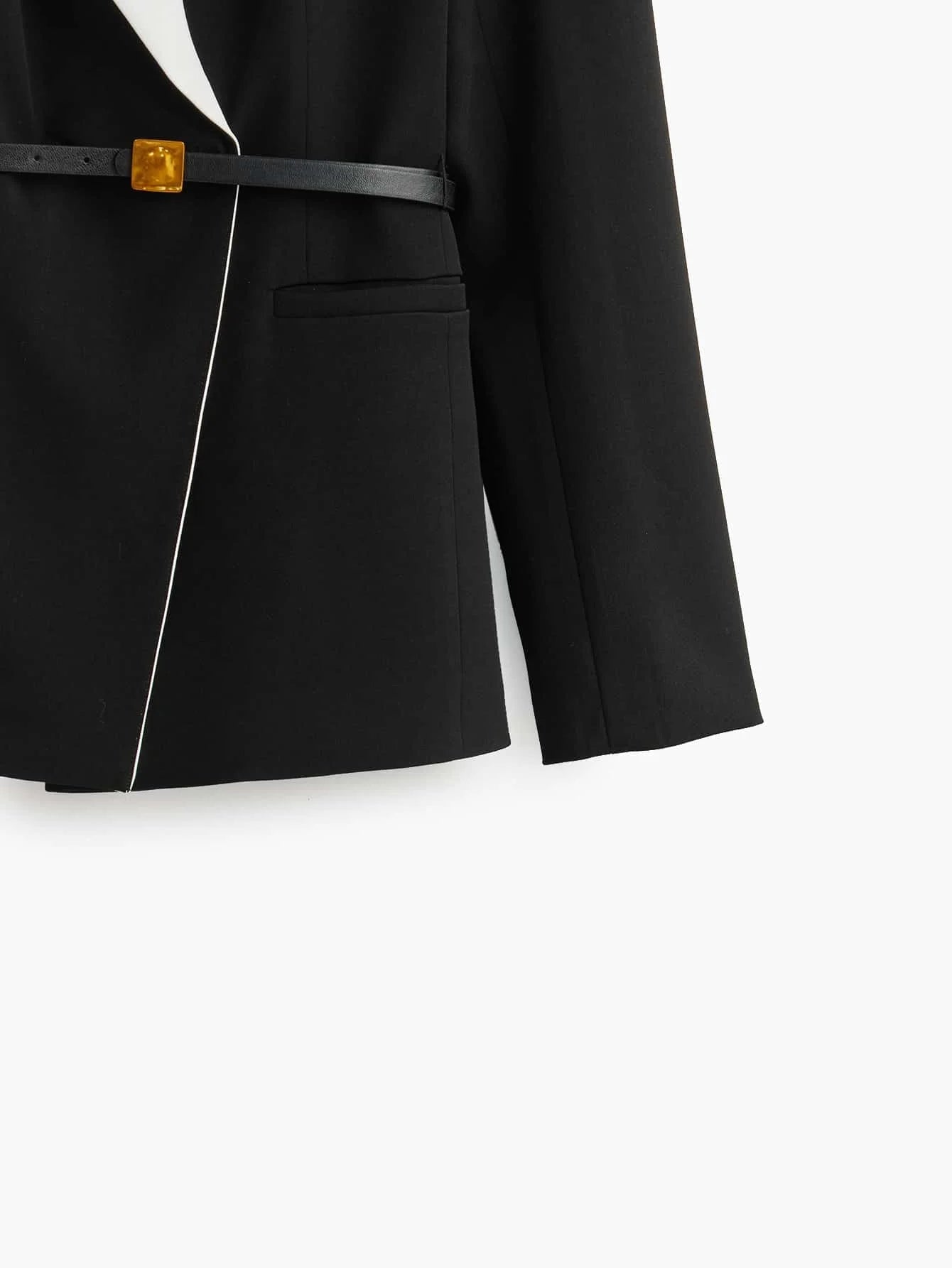 PREMIUM TWO TONE WRAP BELTED BLAZER