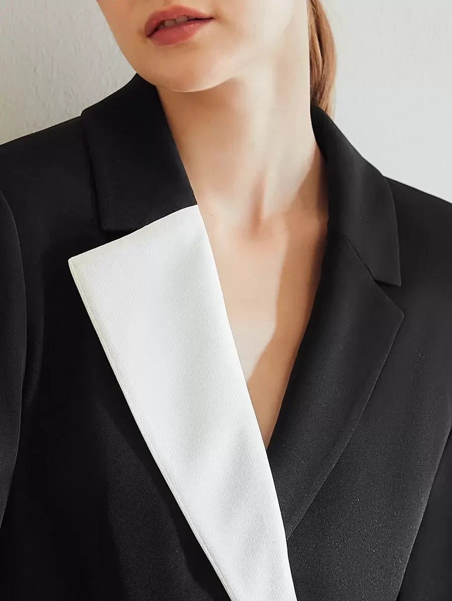 PREMIUM TWO TONE WRAP BELTED BLAZER