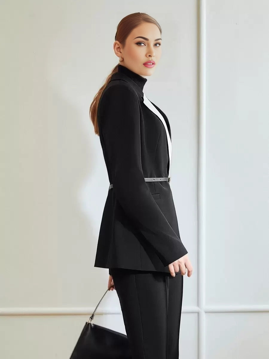 PREMIUM TWO TONE WRAP BELTED BLAZER