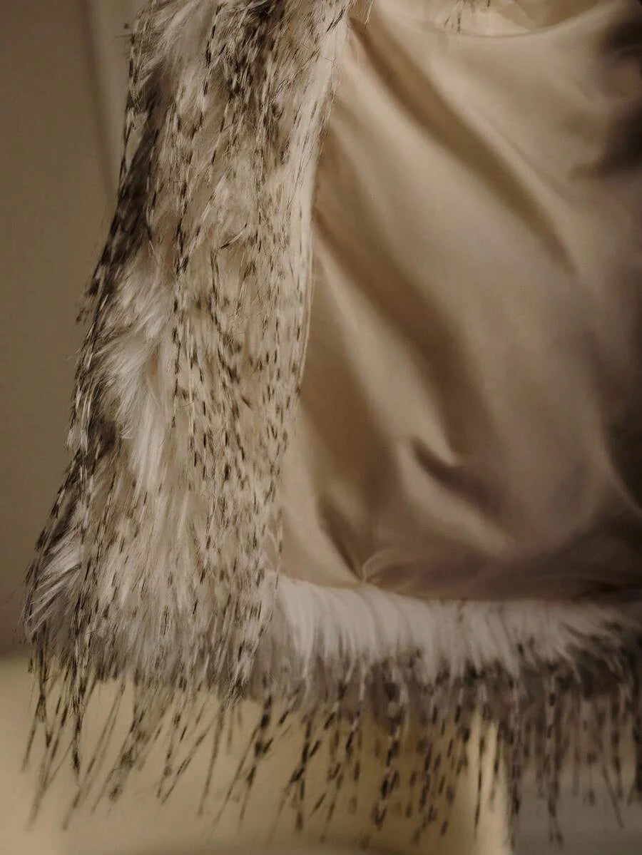 PREMIUM V NECK FAUX FUR COAT FALL WINTER