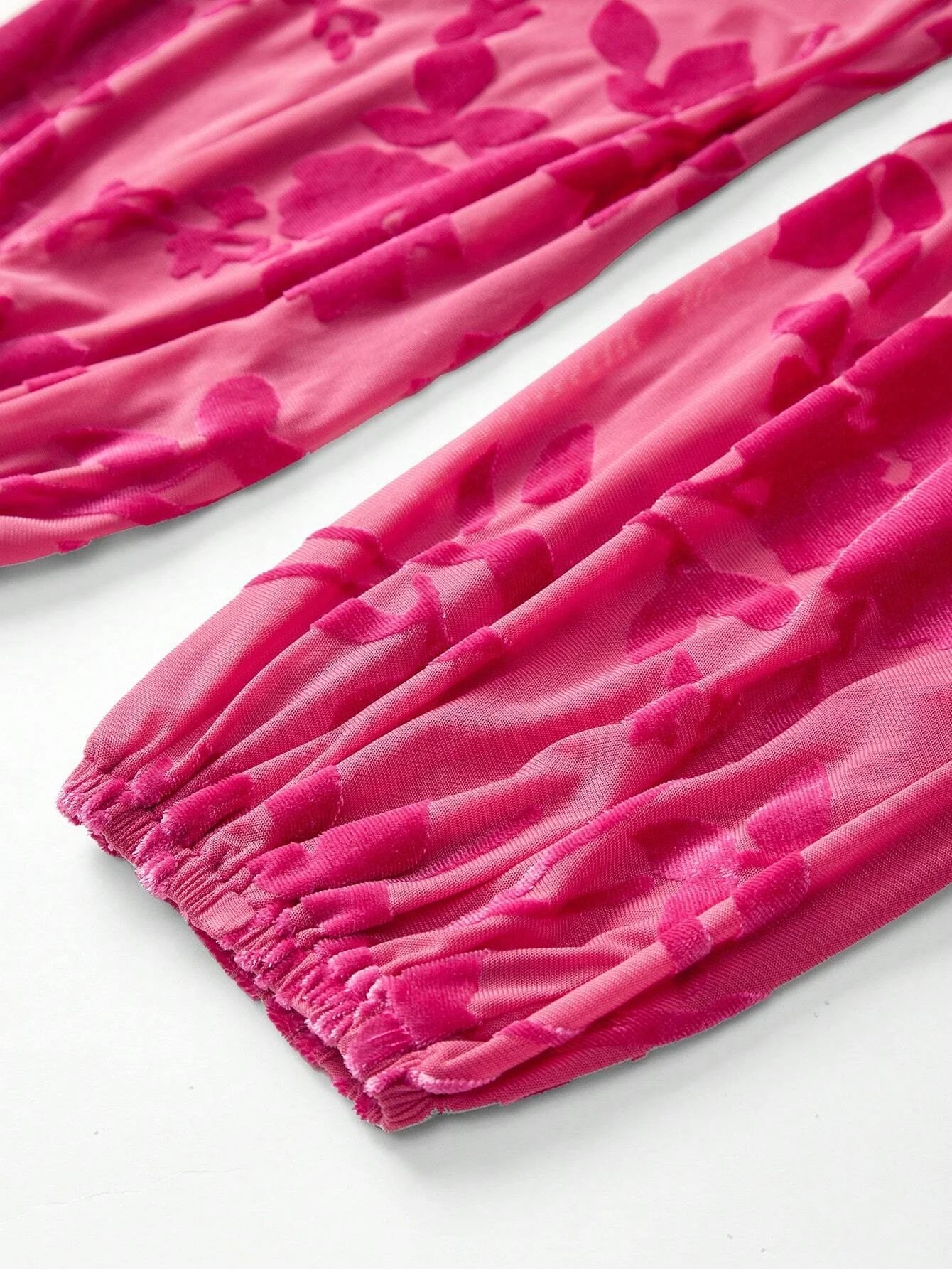 PREMIUM VELVET FLOWER JACQUARDnbspFRILL TIE NECK LANTERN SLEEVE SHIRRED WAIST MIDI DRESS FOR