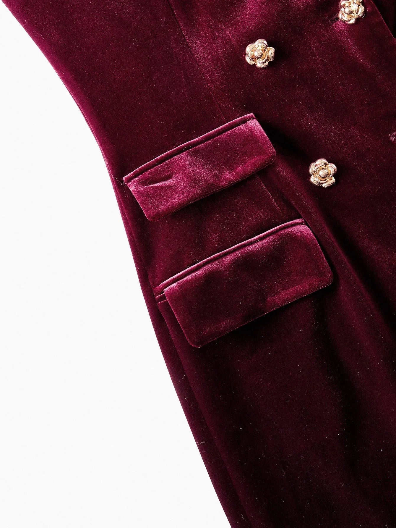 PREMIUM VELVET FUZZY PANEL DOUBLE BREASTED BLAZER DRESS