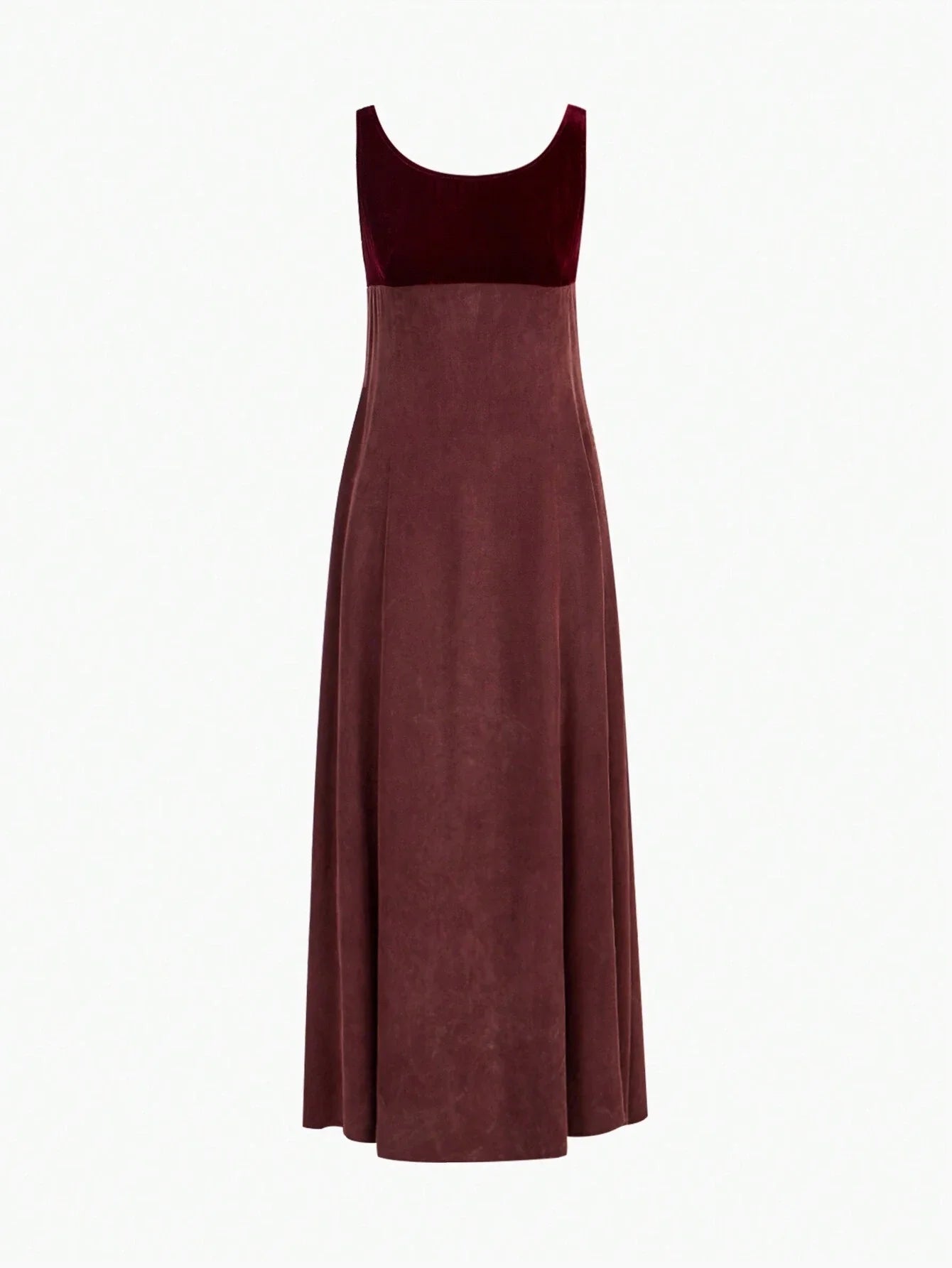 PREMIUM VELVET PANEL FLARE HEM DRESS WITHOUT BELT