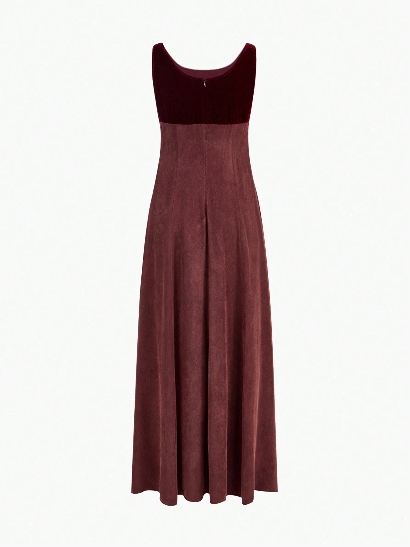 PREMIUM VELVET PANEL FLARE HEM DRESS WITHOUT BELT