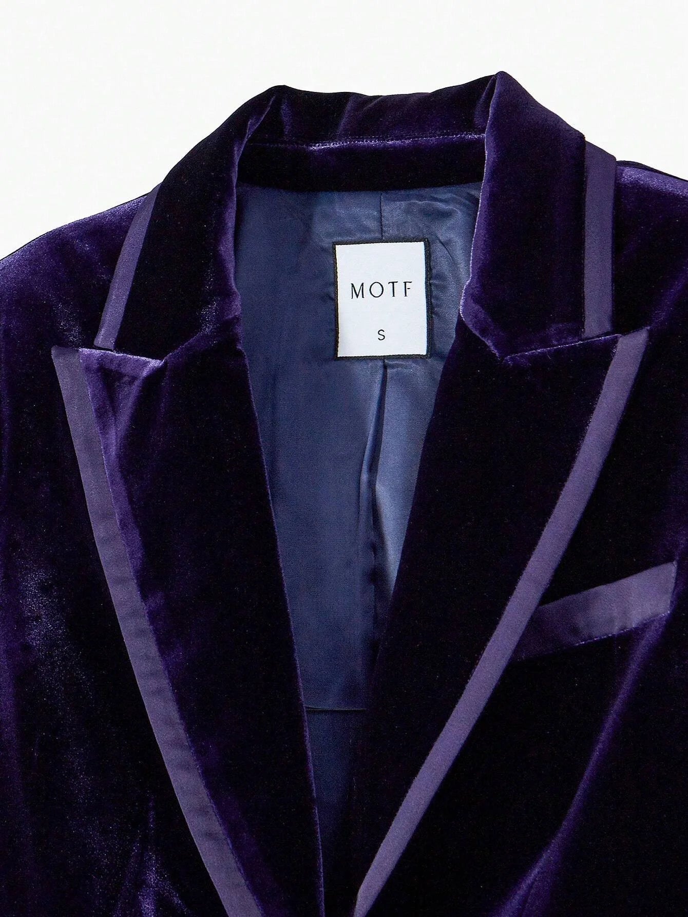 PREMIUM VELVET PEAK COLLAR SOLID SINGLE BUTTON BLAZER