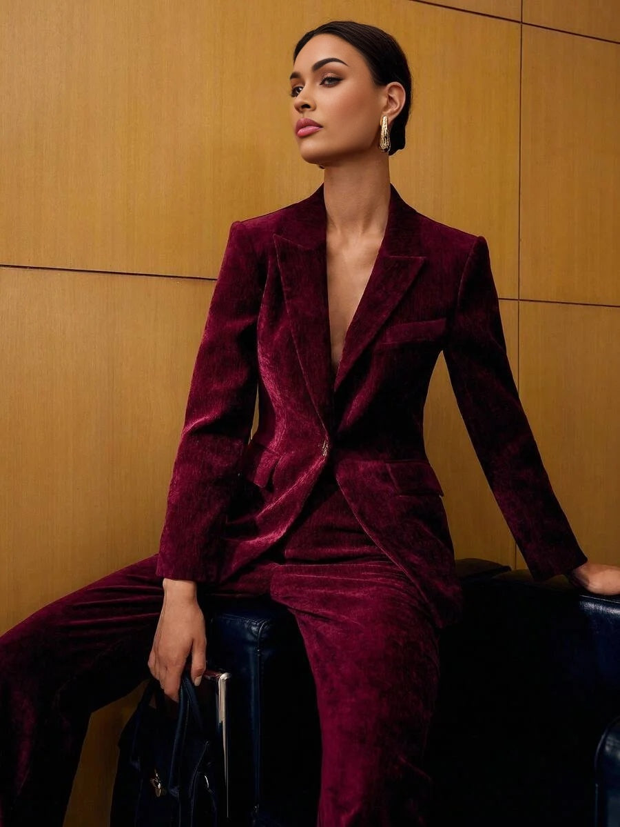 PREMIUM VELVET SINGLE BUTTON BLAZER