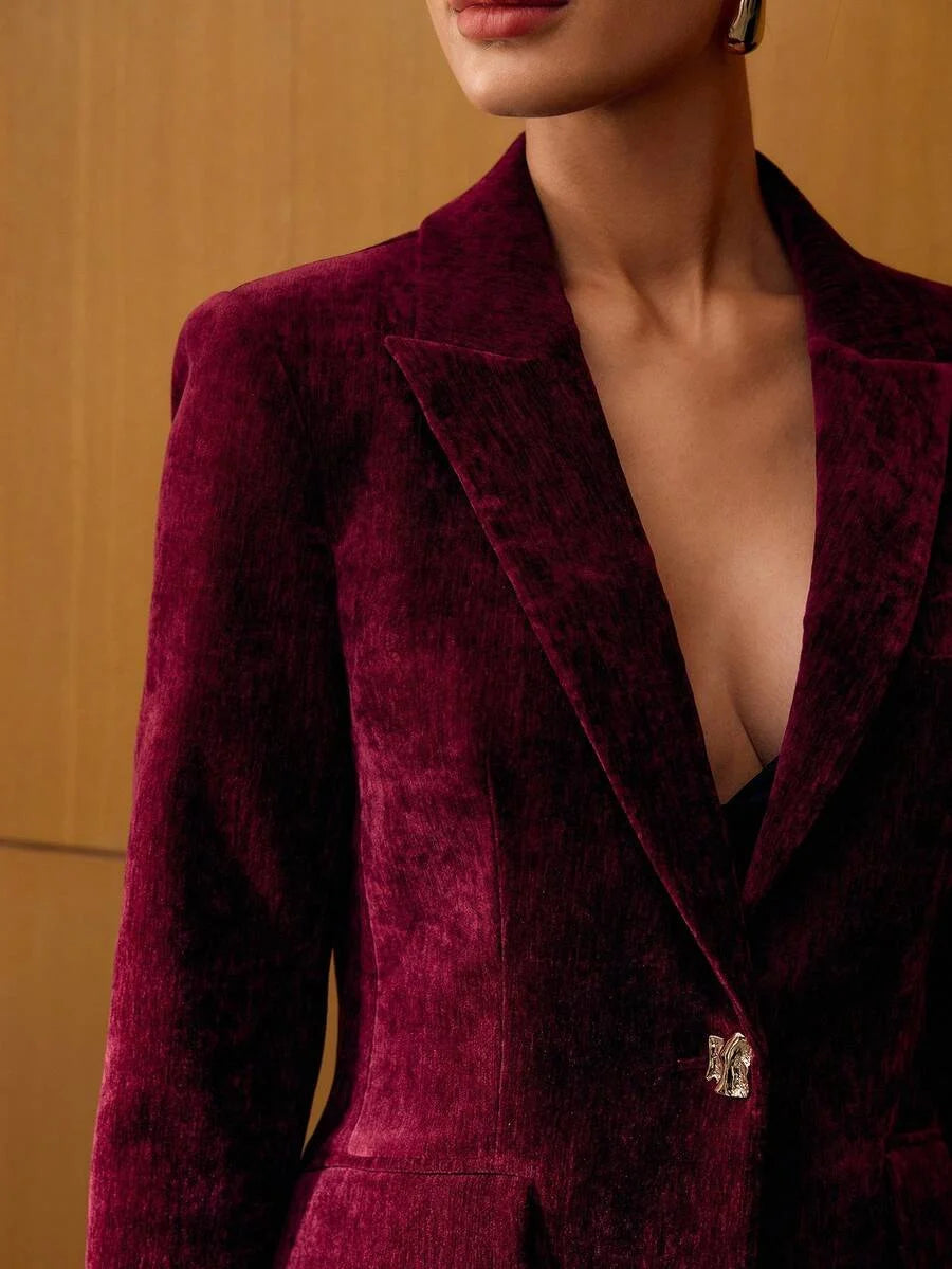 PREMIUM VELVET SINGLE BUTTON BLAZER