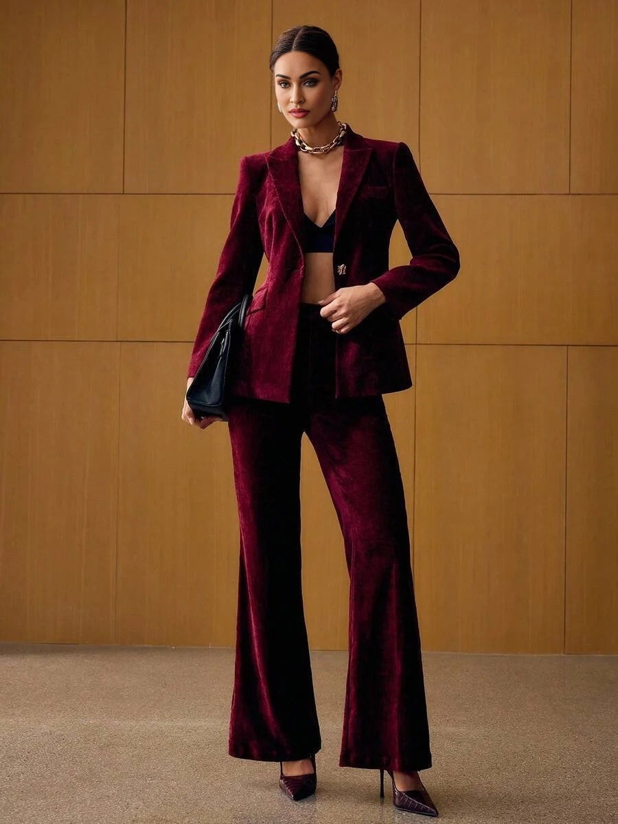 PREMIUM VELVET SINGLE BUTTON BLAZER