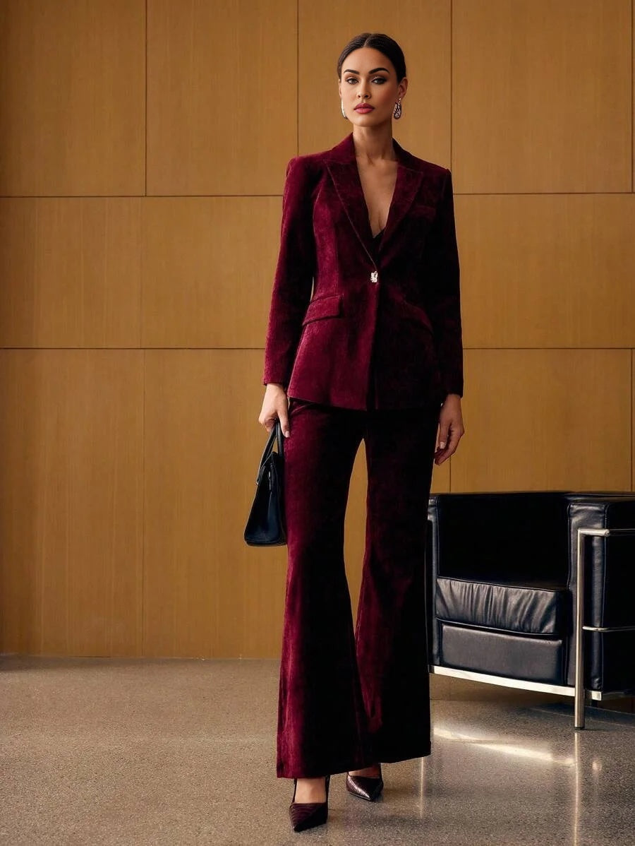 PREMIUM VELVET SINGLE BUTTON BLAZER