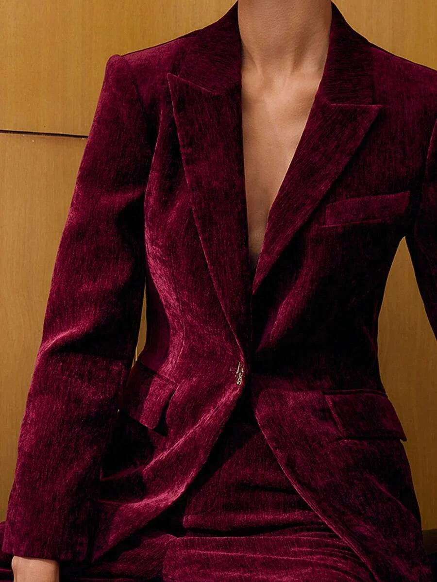 PREMIUM VELVET SINGLE BUTTON BLAZER