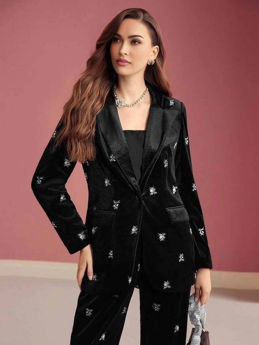 PREMIUM VELVET SINGLE BUTTON STRUCTURED BLAZER