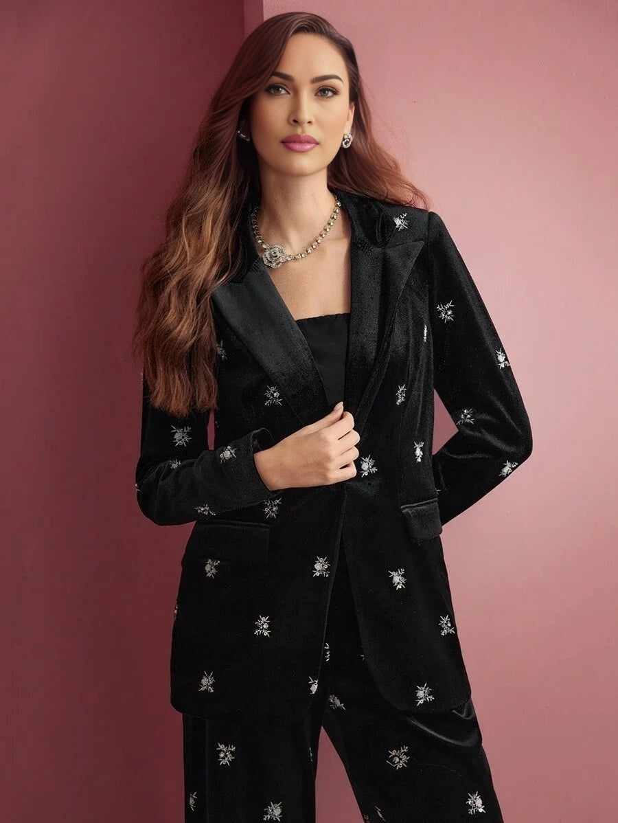 PREMIUM VELVET SINGLE BUTTON STRUCTURED BLAZER