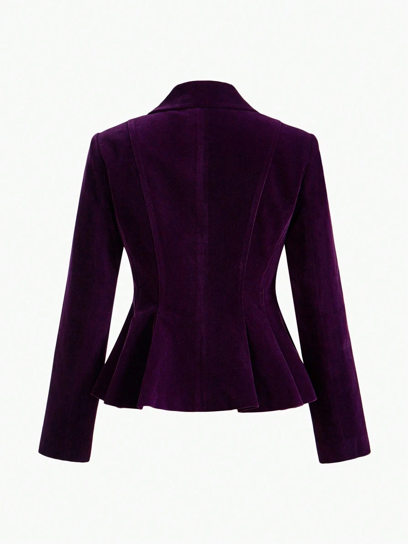 PREMIUM VELVET SOLID PEAK COLLAR FLOWY HEM BLAZER