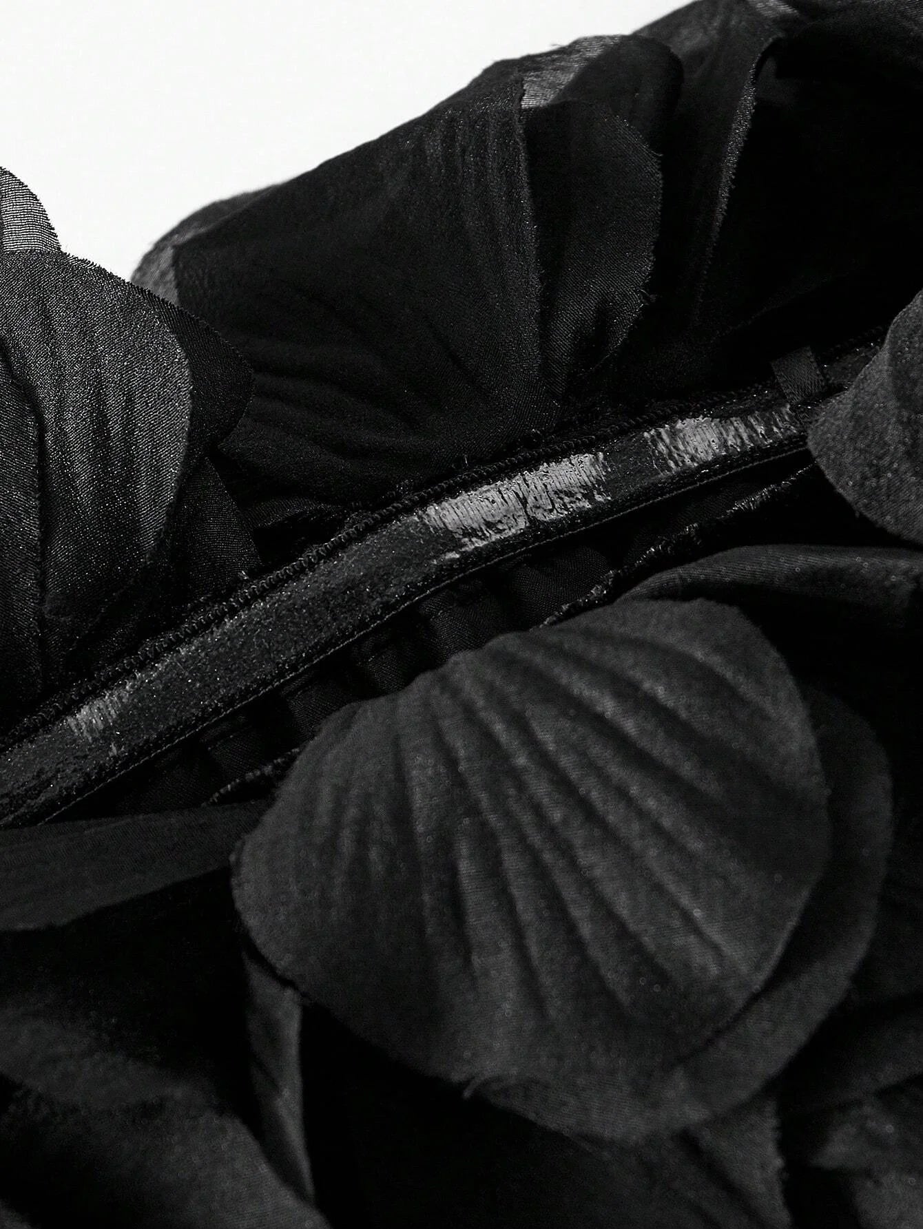 PREMIUM VELVET STEREO FLOWER DETAIL OFF SHOULDER SLIM FIT COCKTAIL DRESS WITHOUT BELT