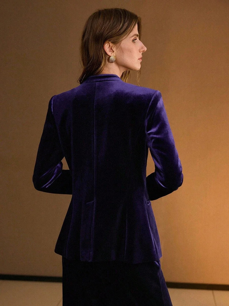 PREMIUM VELVET WRAP METAL DECOR BLAZER