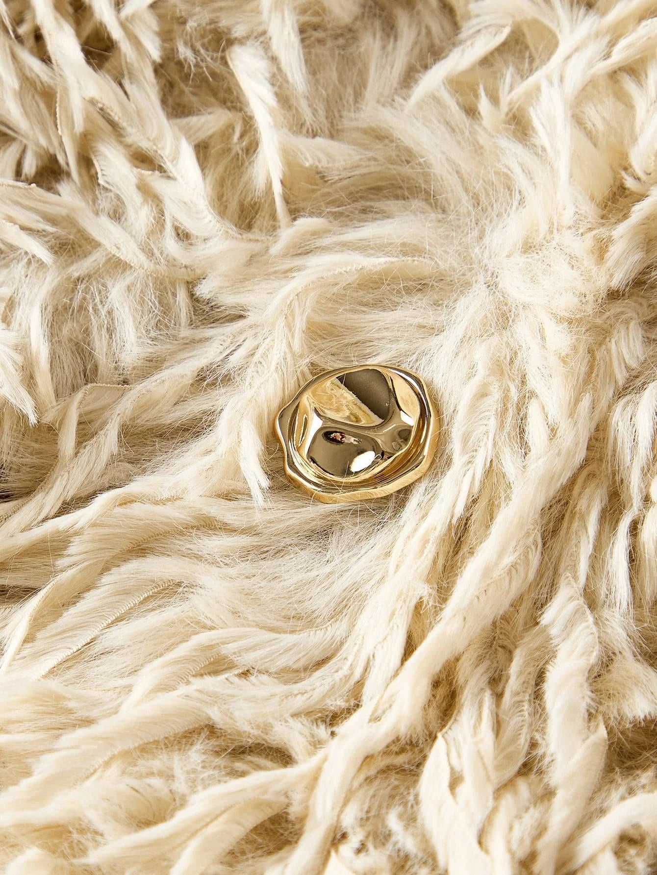 PREMIUM VINTAGE TASSEL METAL BUCKLE FAUX FUR JACKET