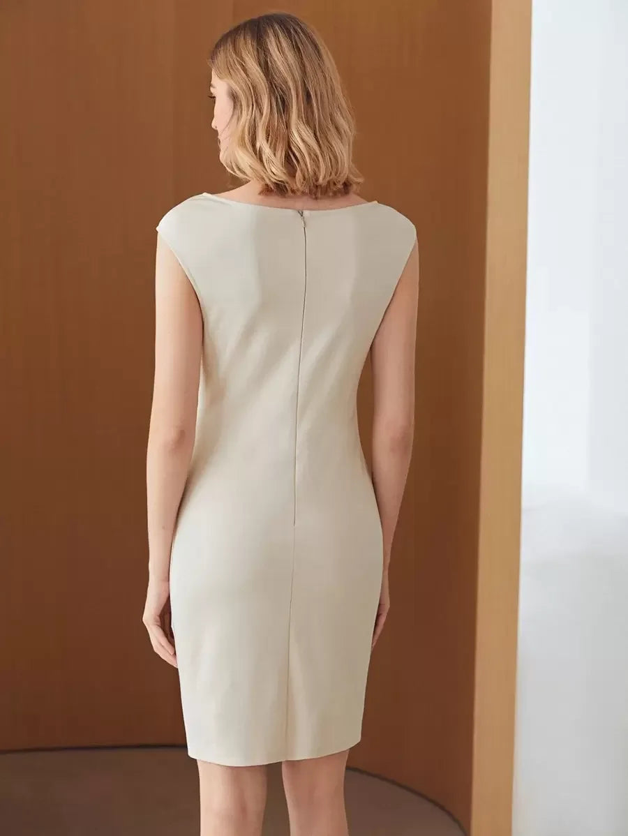 PREMIUM VISCOSE BOAT NECK BODYCON DRESS