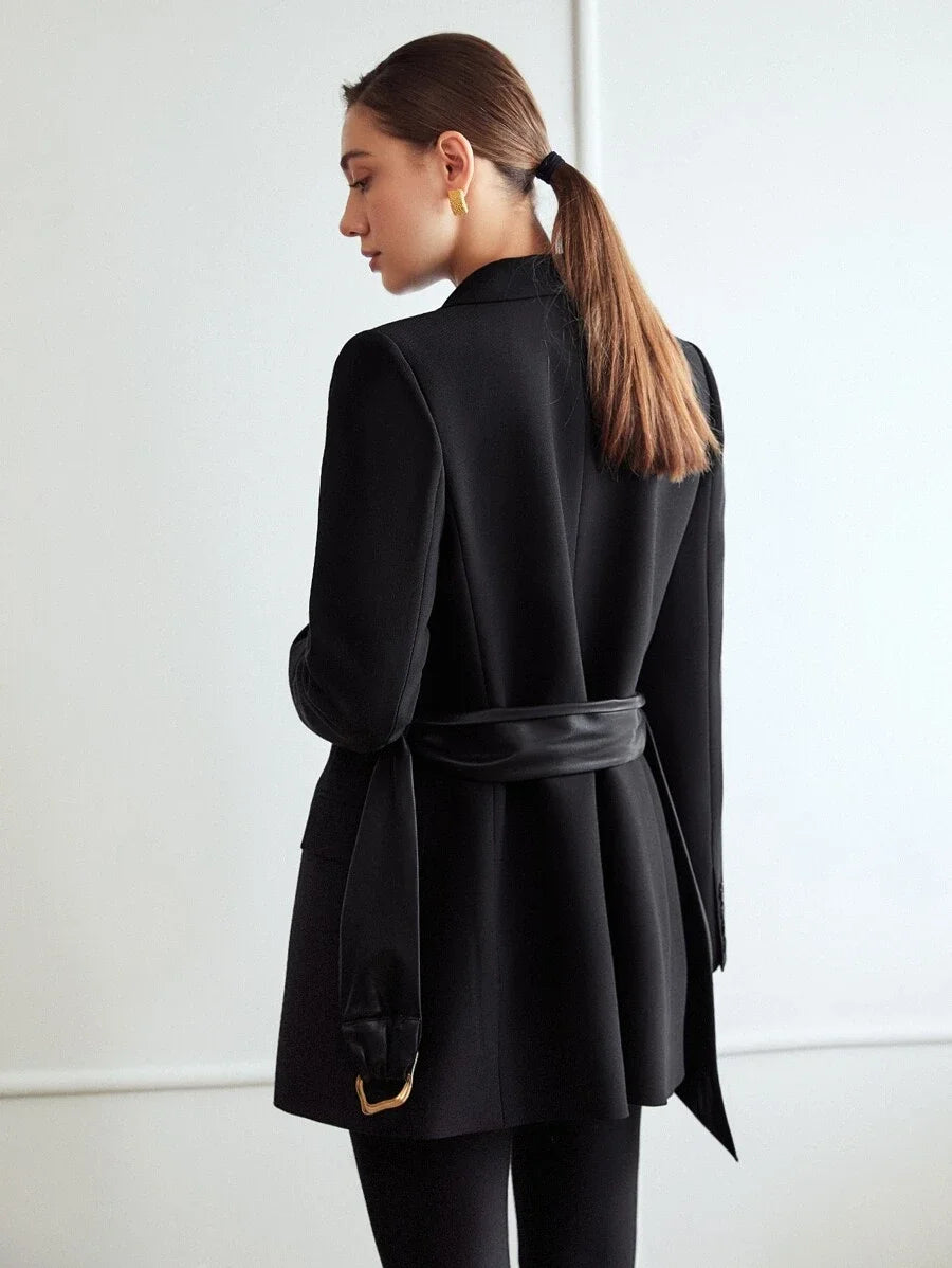 PREMIUM VISCOSE RING BELTED BLAZER