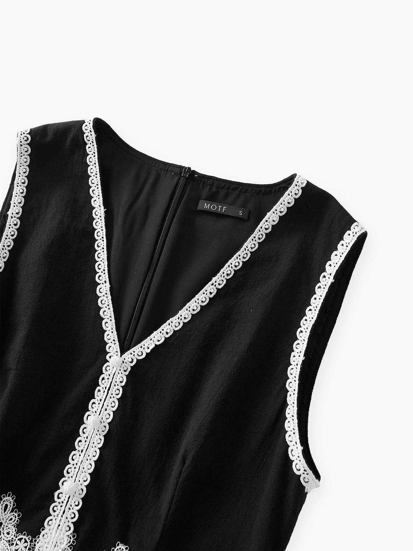 PREMIUM VNECK CONTRAST LACE DETAIL MINI DRESS