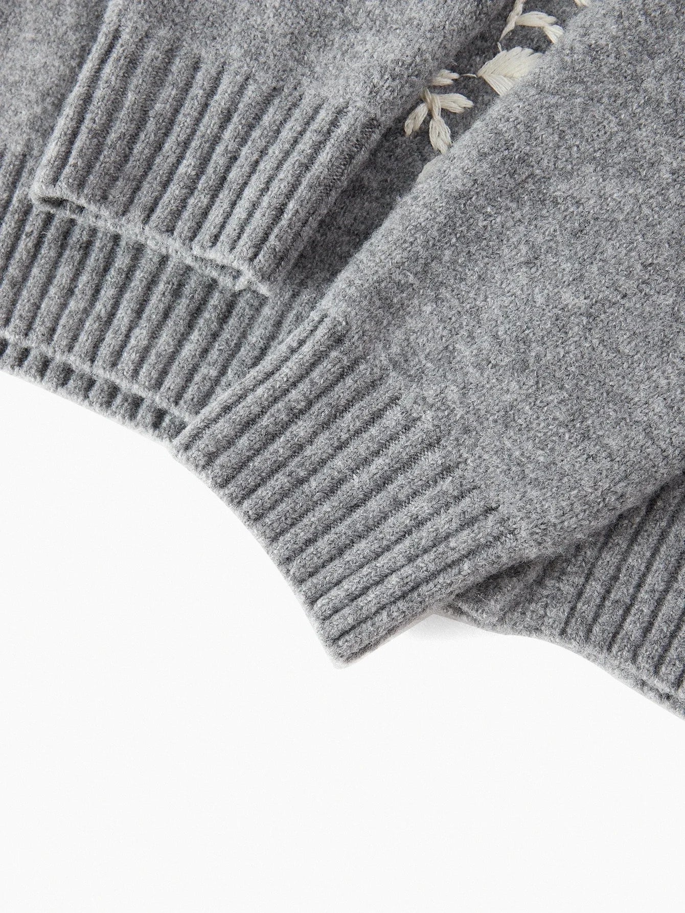 PREMIUM VNECK EMBROIDERY FLORAL PATTERN DROP SHOULDER OVERSIZE CARDIGAN