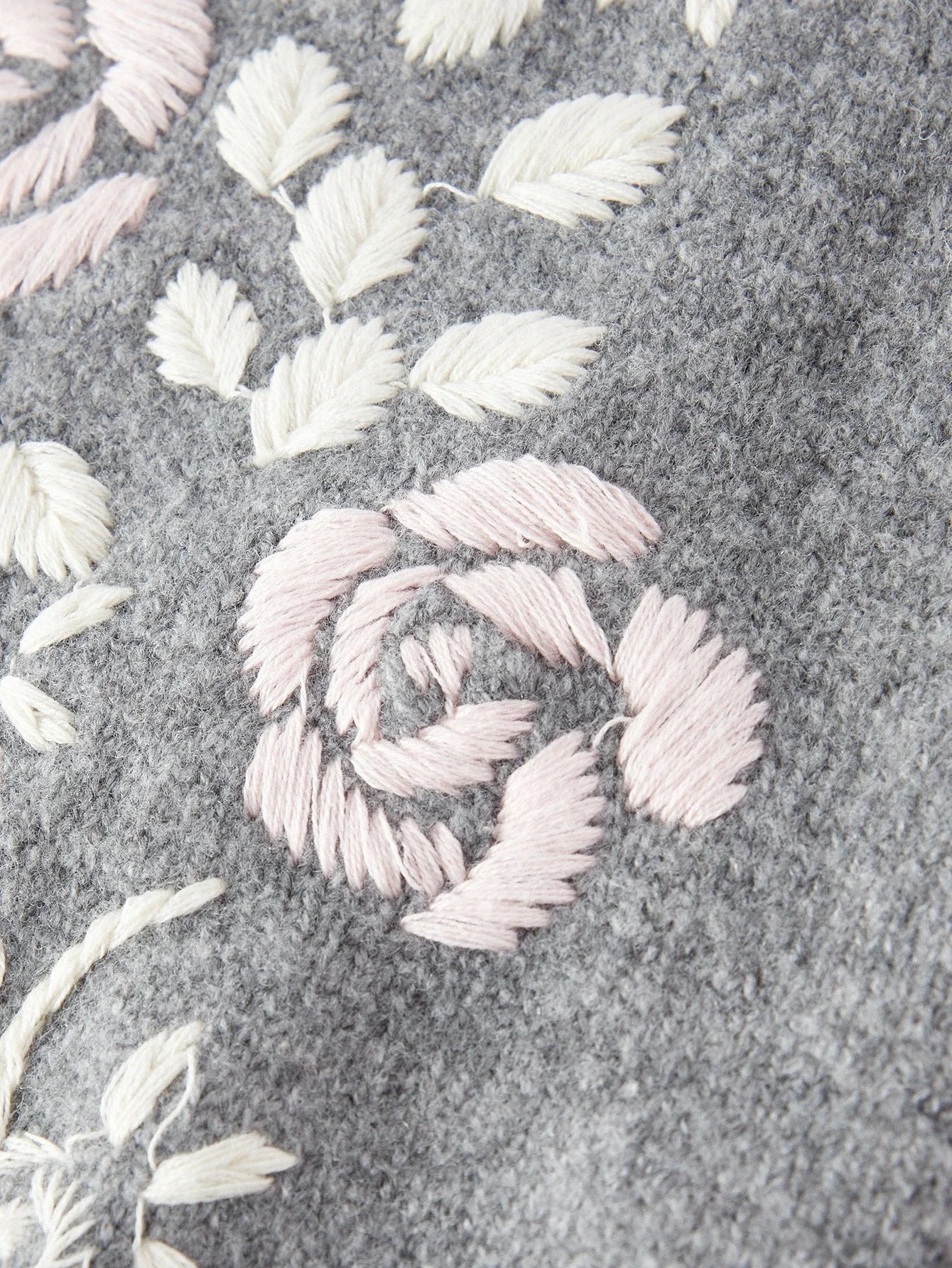 PREMIUM VNECK EMBROIDERY FLORAL PATTERN DROP SHOULDER OVERSIZE CARDIGAN