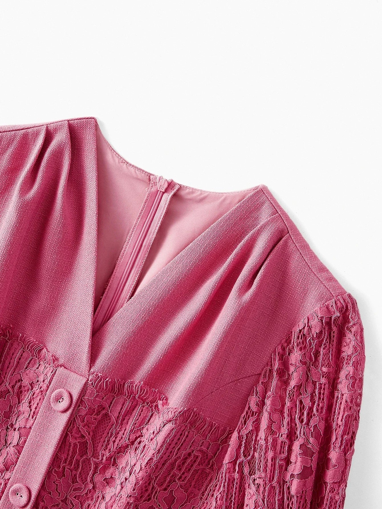 PREMIUM VNECK LACE BELTED ALINE DRESS