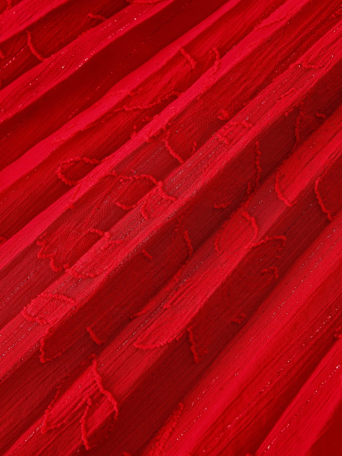 PREMIUM VNECK PLEATED LACE PATCHWORK MIDI DRESS