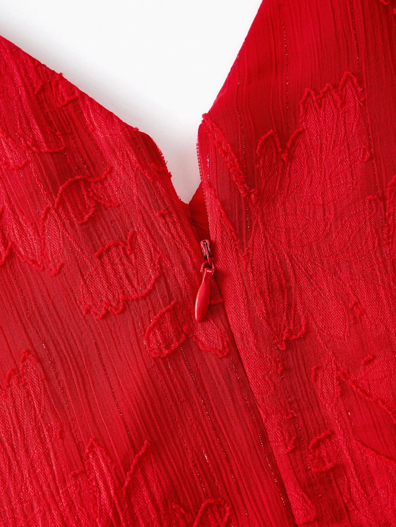 PREMIUM VNECK PLEATED LACE PATCHWORK MIDI DRESS