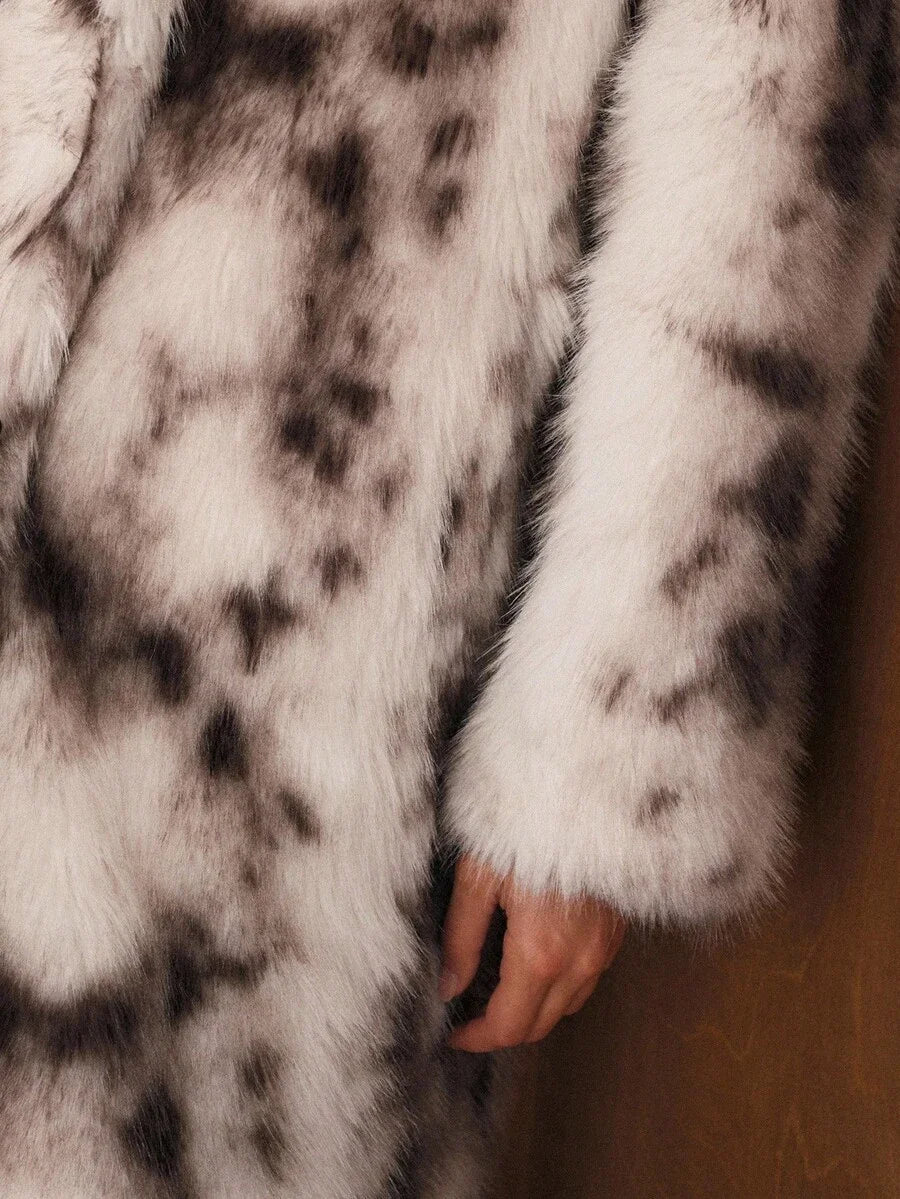 PREMIUM WARM LAPEL COLLAR LONG FAUX FUR COAT SUITABLE FOR AUTUMNWINTER PARTY