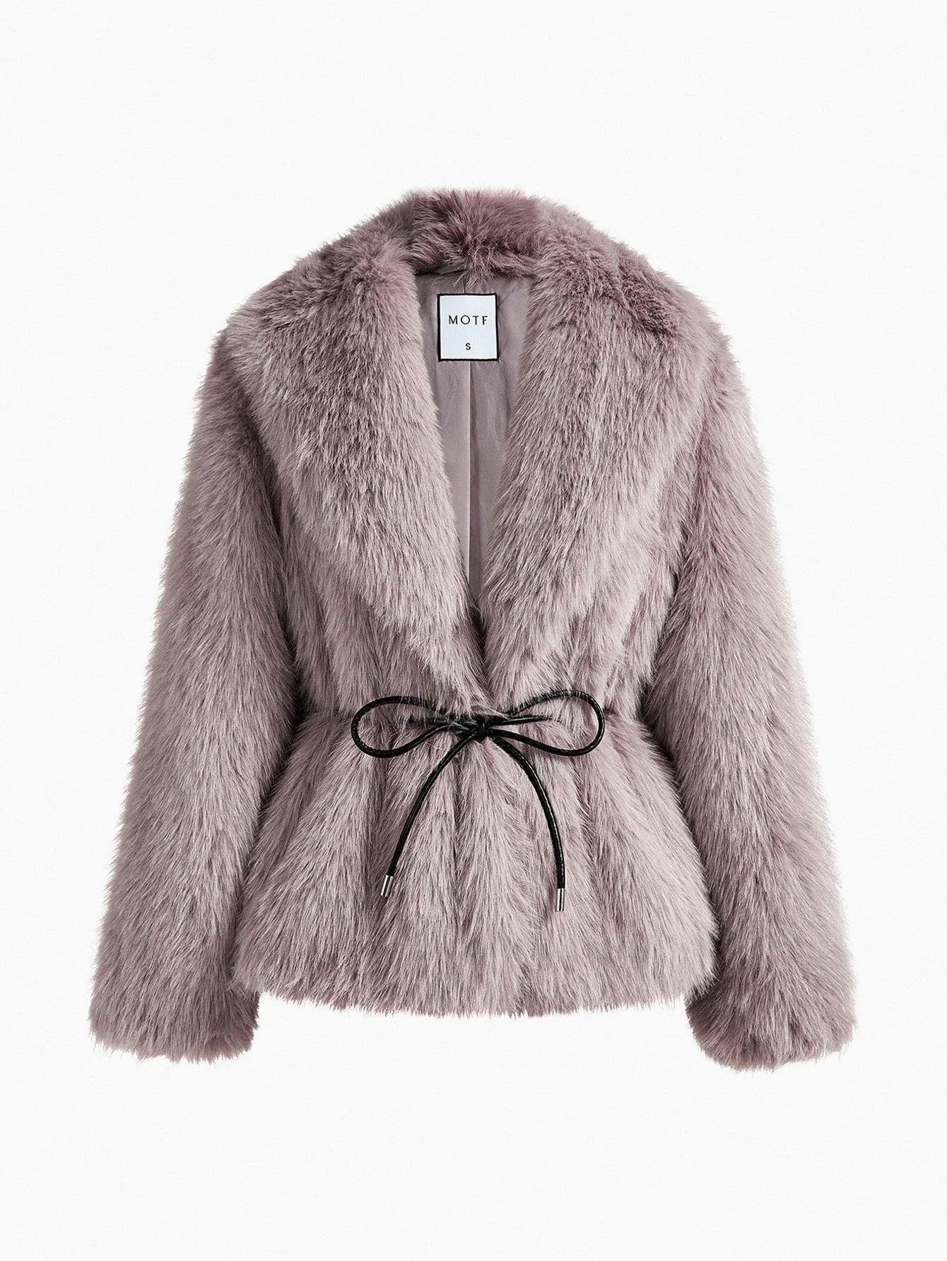PREMIUM WATERFALL BELTED FAUX FUR COAT