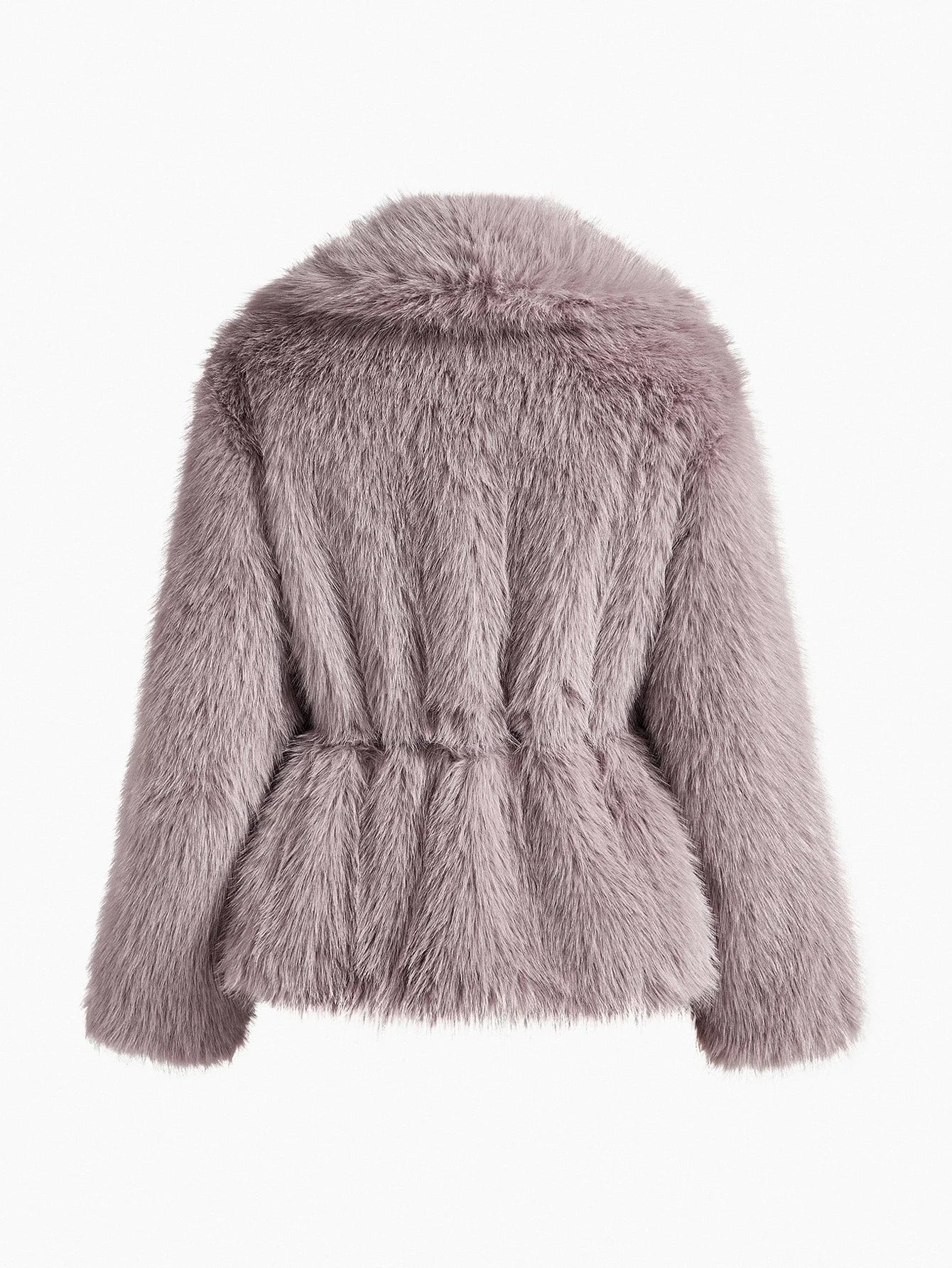 PREMIUM WATERFALL BELTED FAUX FUR COAT