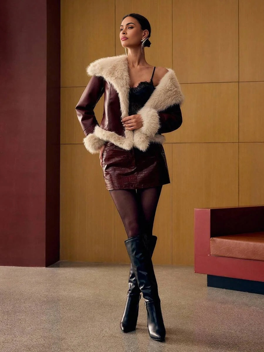 PREMIUM WATERFALL COLLAR FAUX FUR COAT