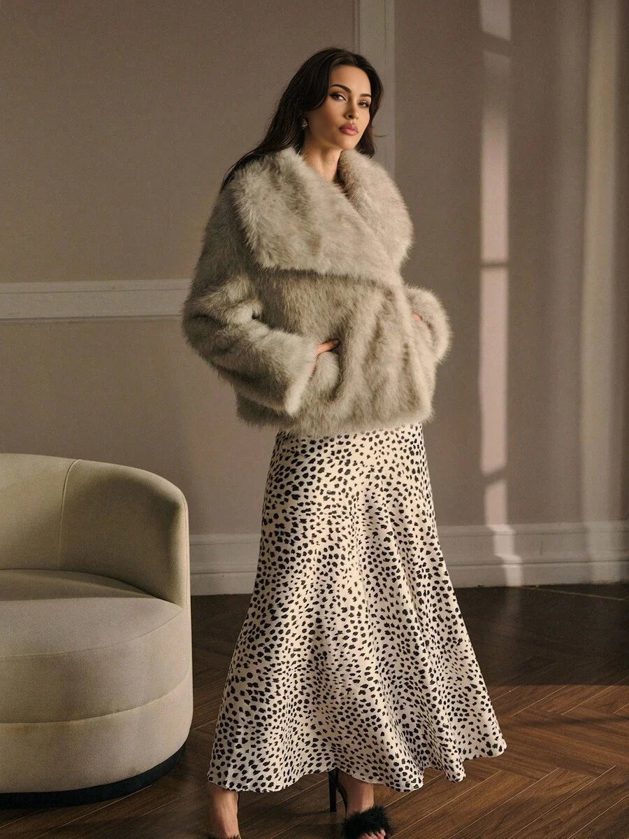 PREMIUM WATERFALL COLLAR FAUX FUR COAT