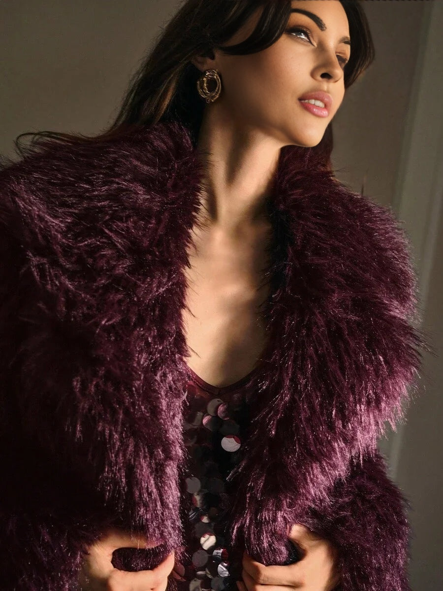 PREMIUM WATERFALL LONG SLEEVE FAUX FUR COAT FOR AUTUMN amp WINTER