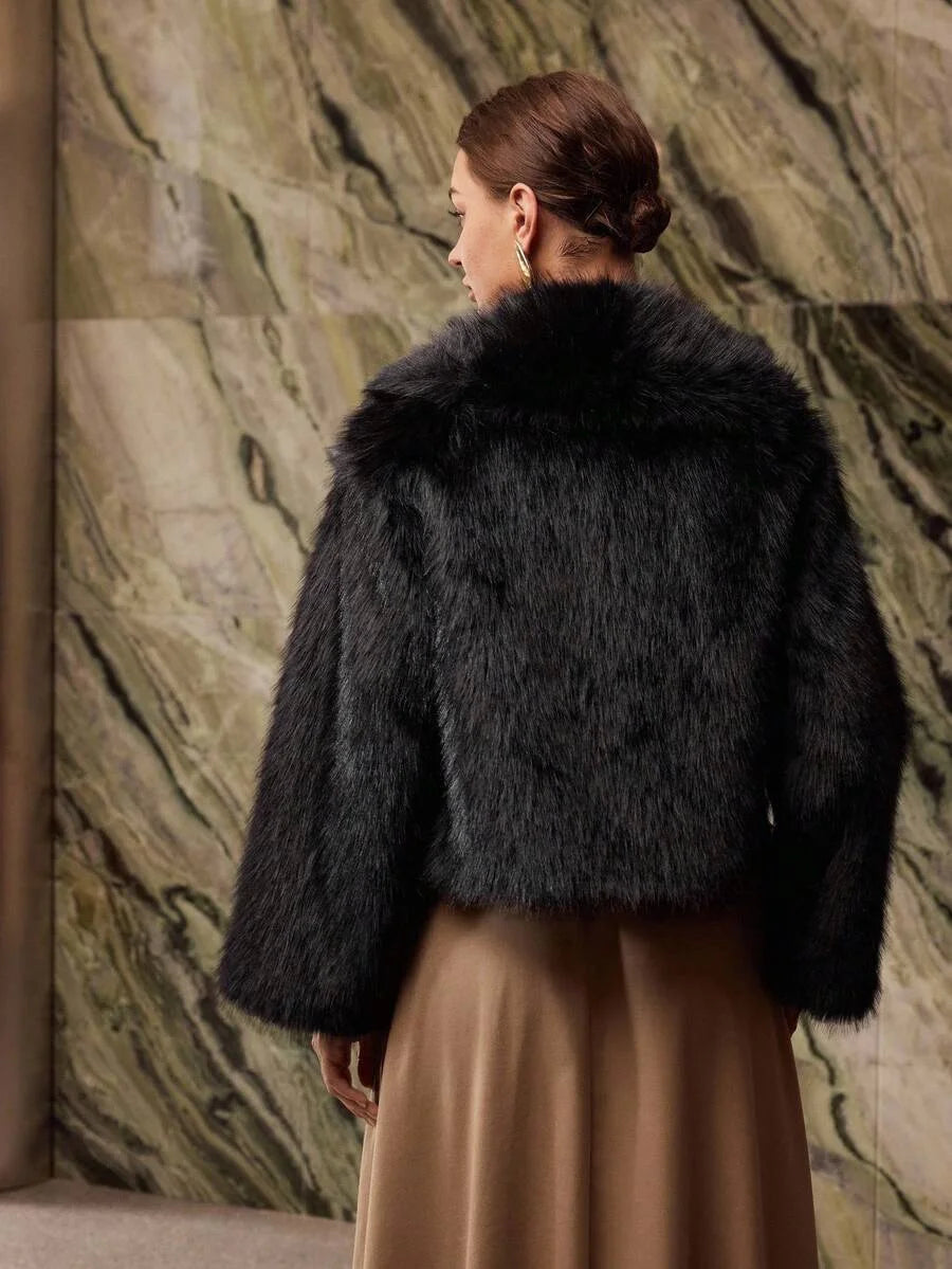 PREMIUM WATERFALL LONG SLEEVE FAUX FUR COAT FOR AUTUMN amp WINTER