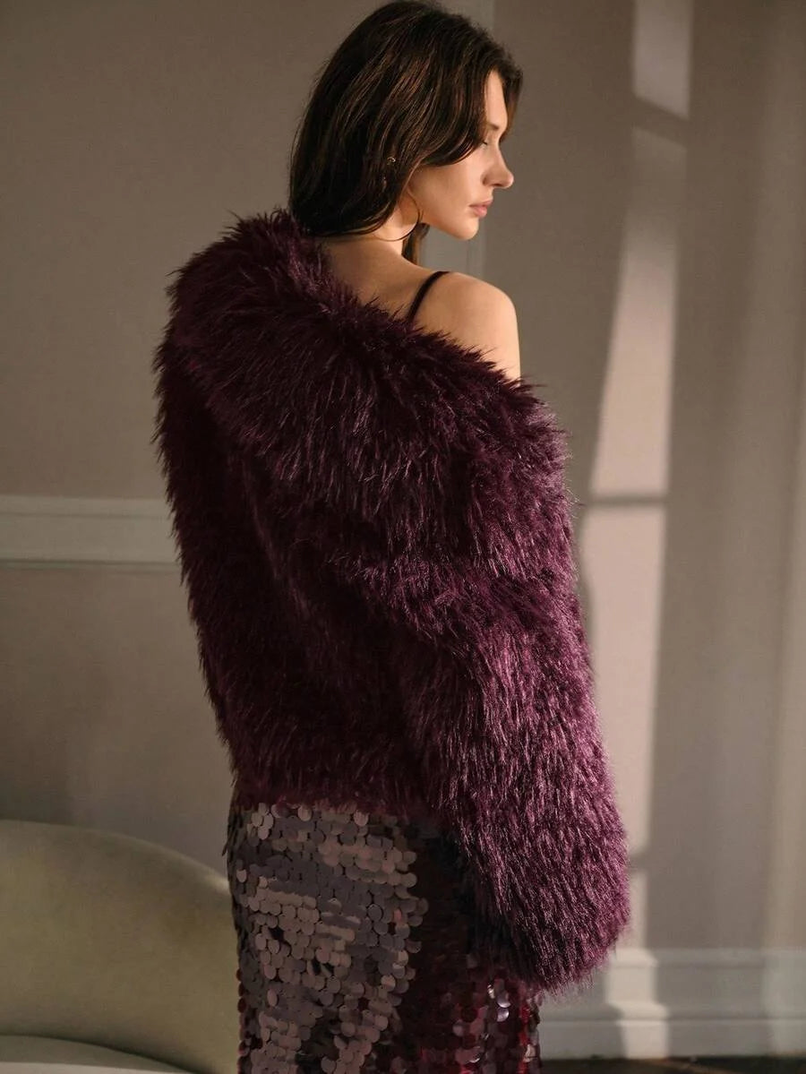 PREMIUM WATERFALL LONG SLEEVE FAUX FUR COAT FOR AUTUMN amp WINTER