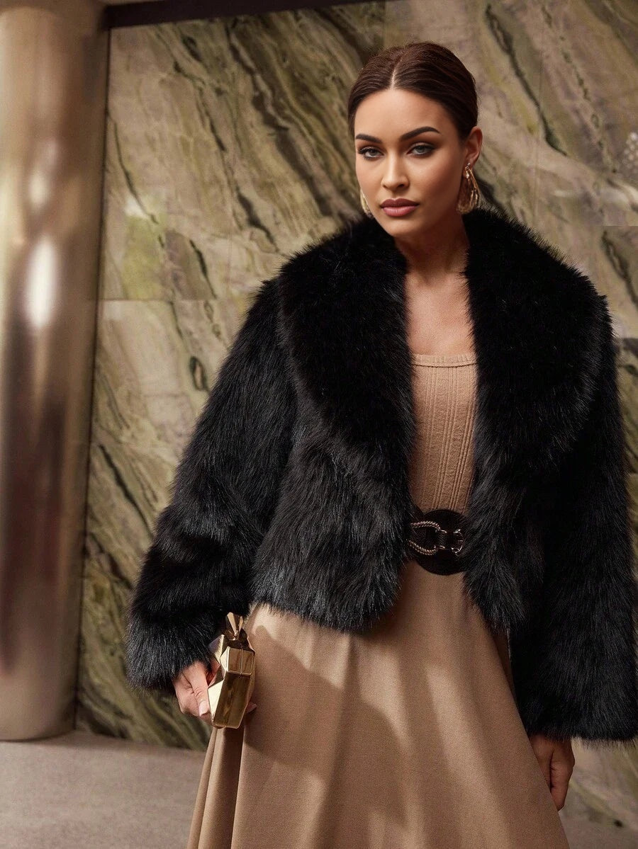 PREMIUM WATERFALL LONG SLEEVE FAUX FUR COAT FOR AUTUMN amp WINTER