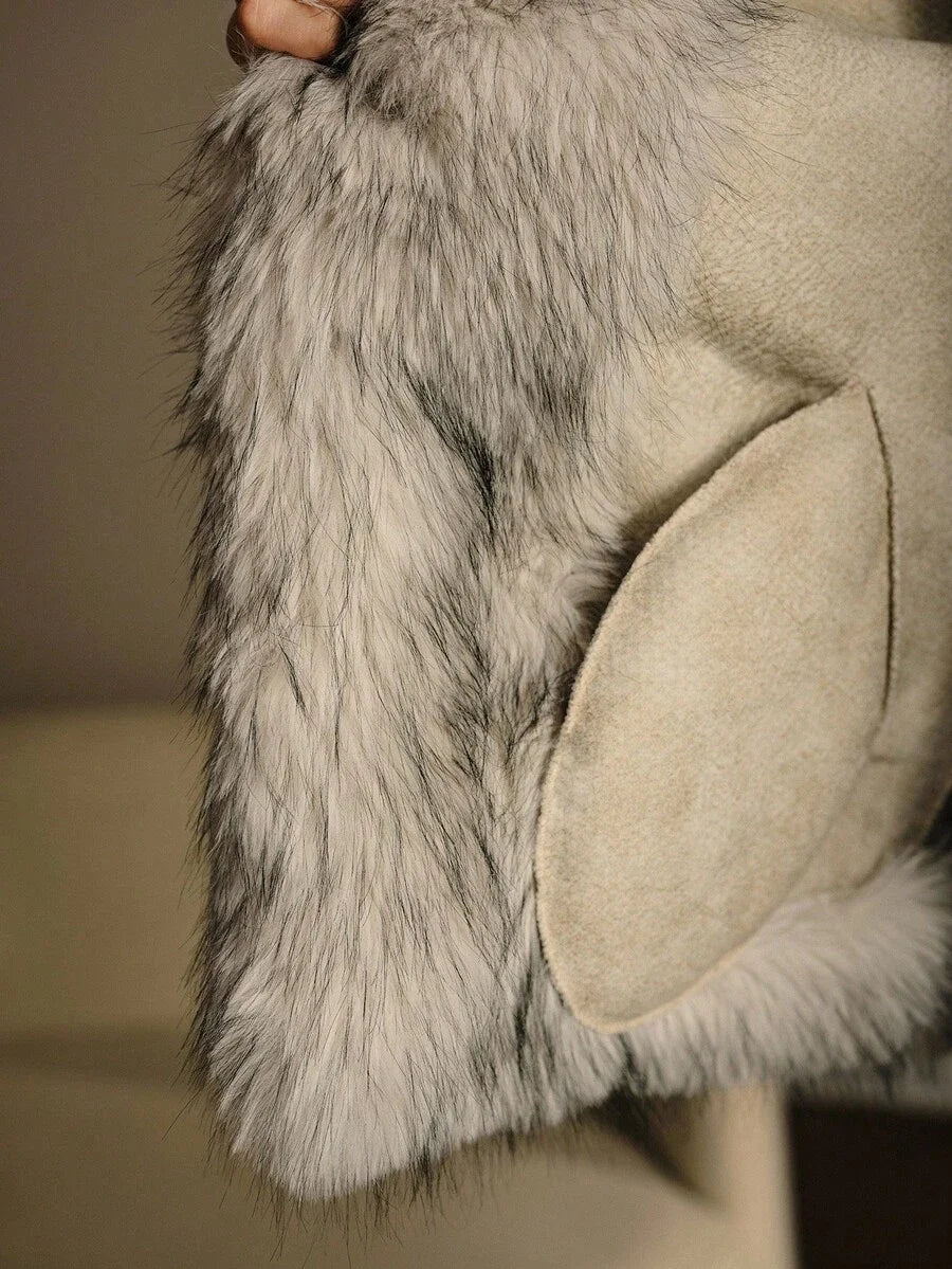 PREMIUM WATERFALL LONG SLEEVE FAUX FUR COAT FOR AUTUMN amp WINTER