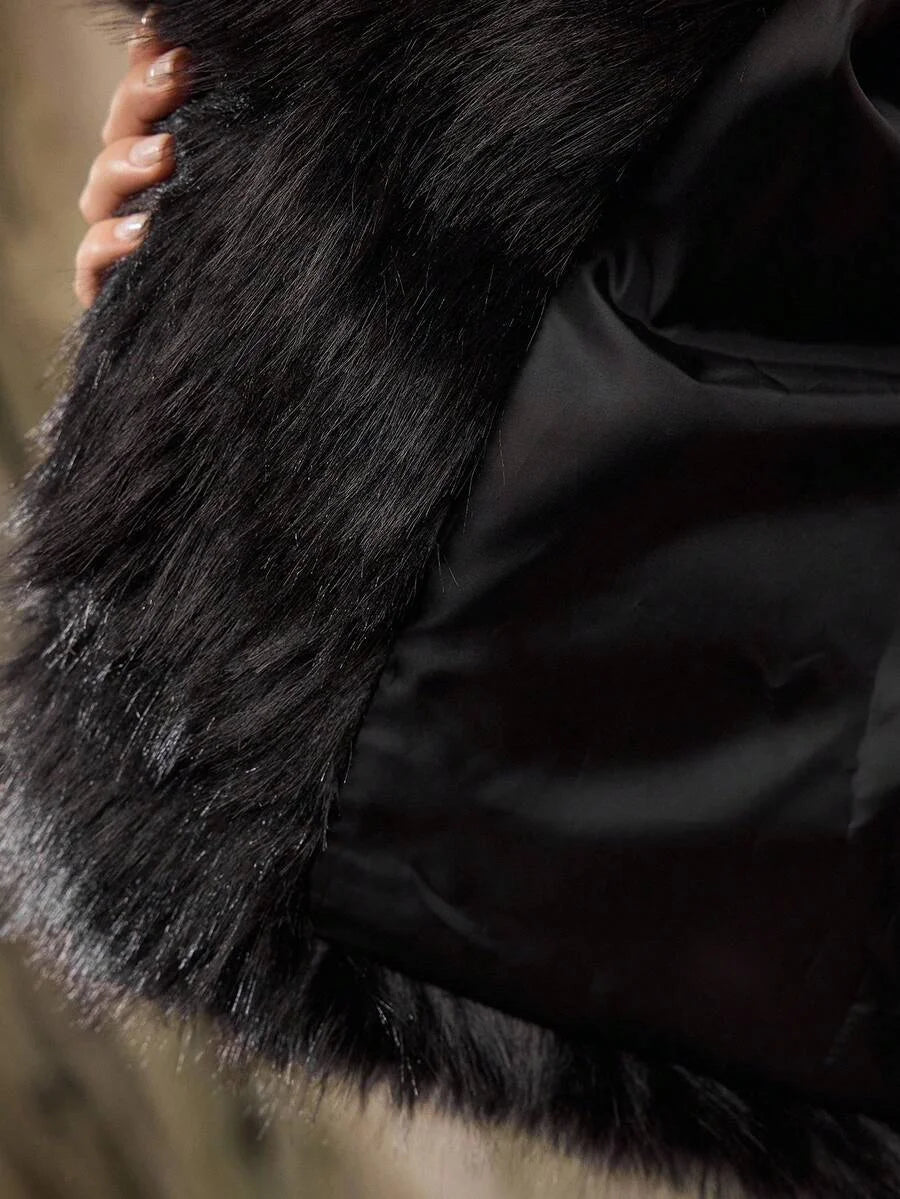 PREMIUM WATERFALL LONG SLEEVE FAUX FUR COAT FOR AUTUMN amp WINTER