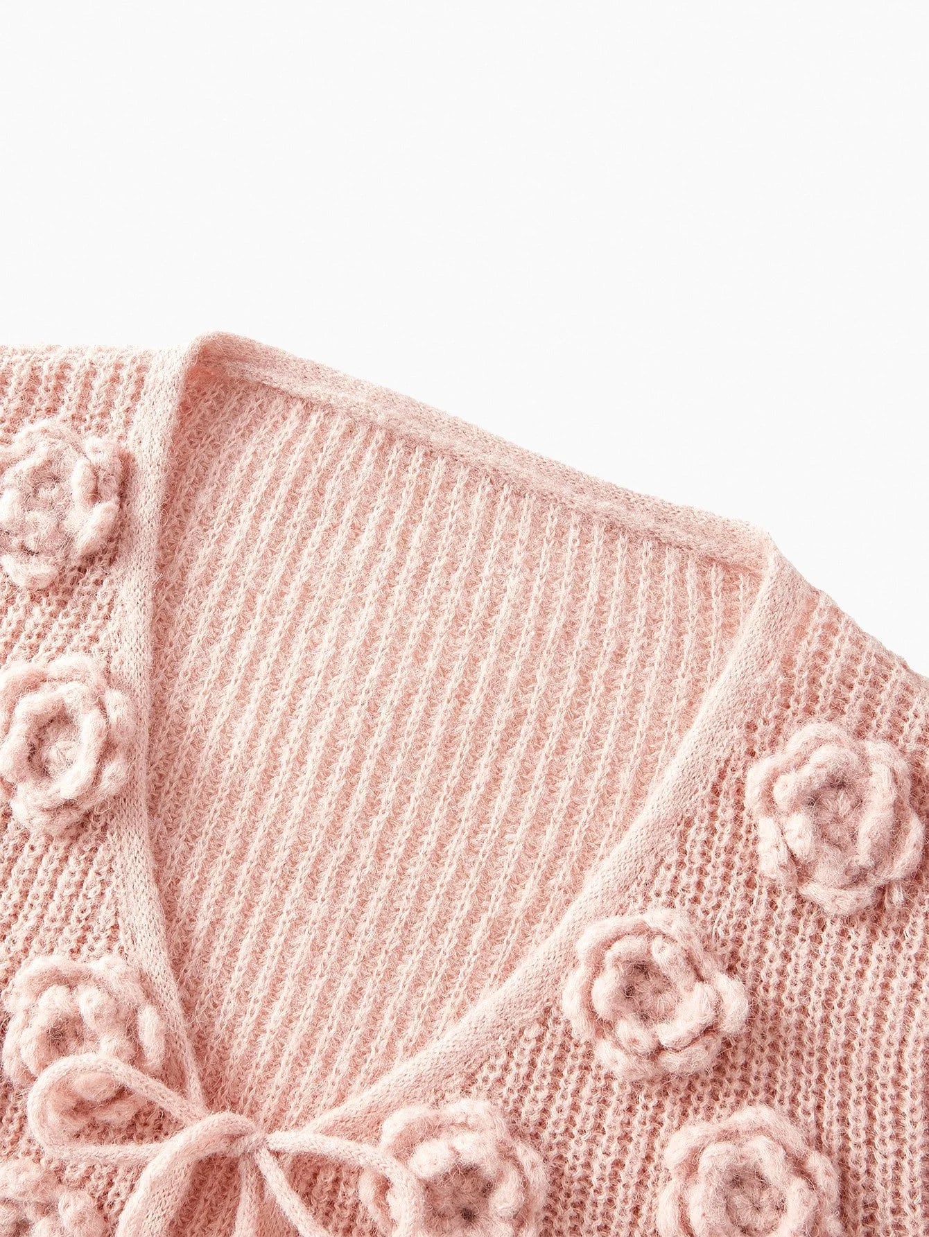 PREMIUM WOMEN DELICATE ROMANTIC ELEGANT 3D FLOWER KNITTED CARDIGAN