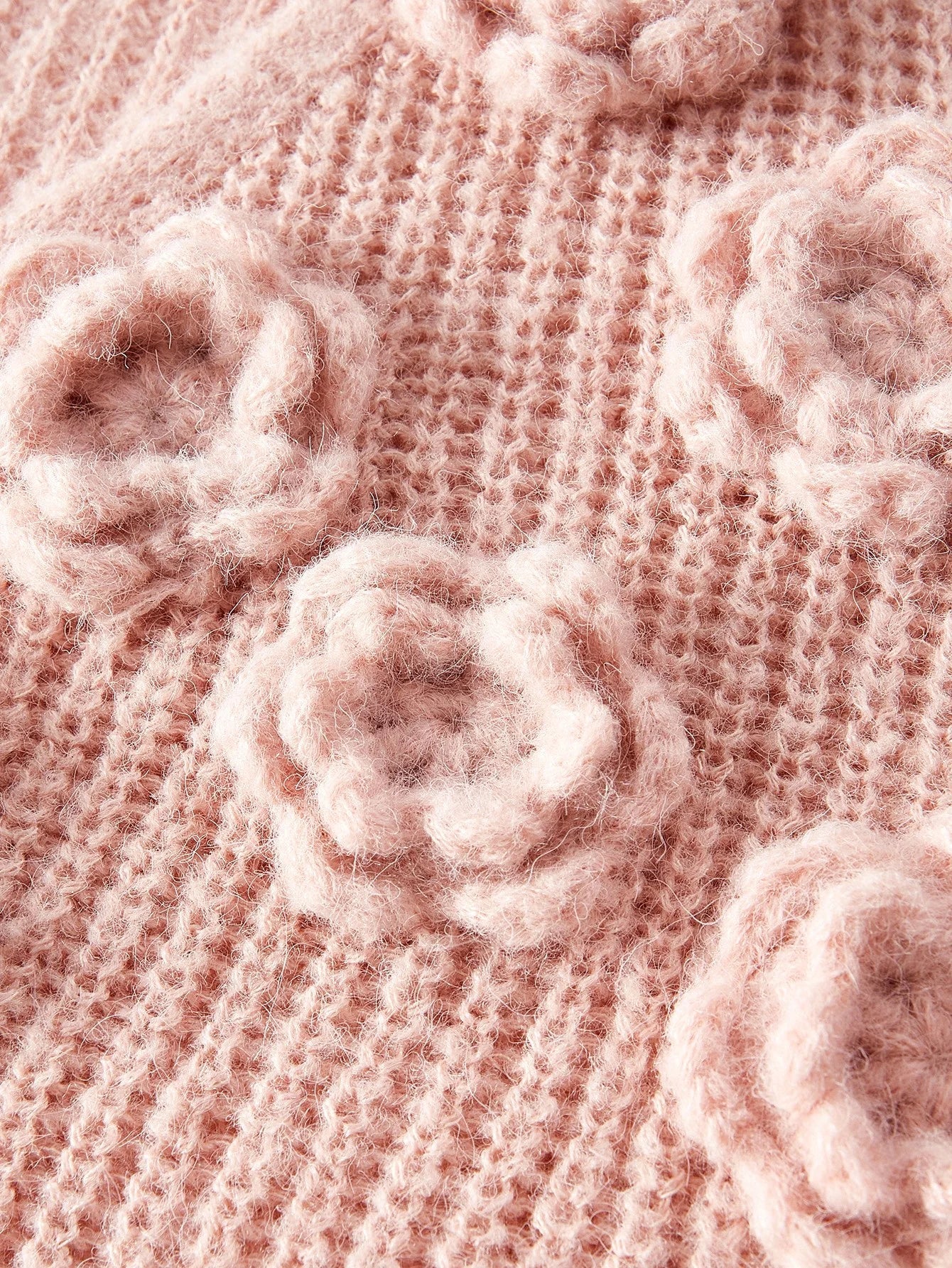 PREMIUM WOMEN DELICATE ROMANTIC ELEGANT 3D FLOWER KNITTED CARDIGAN