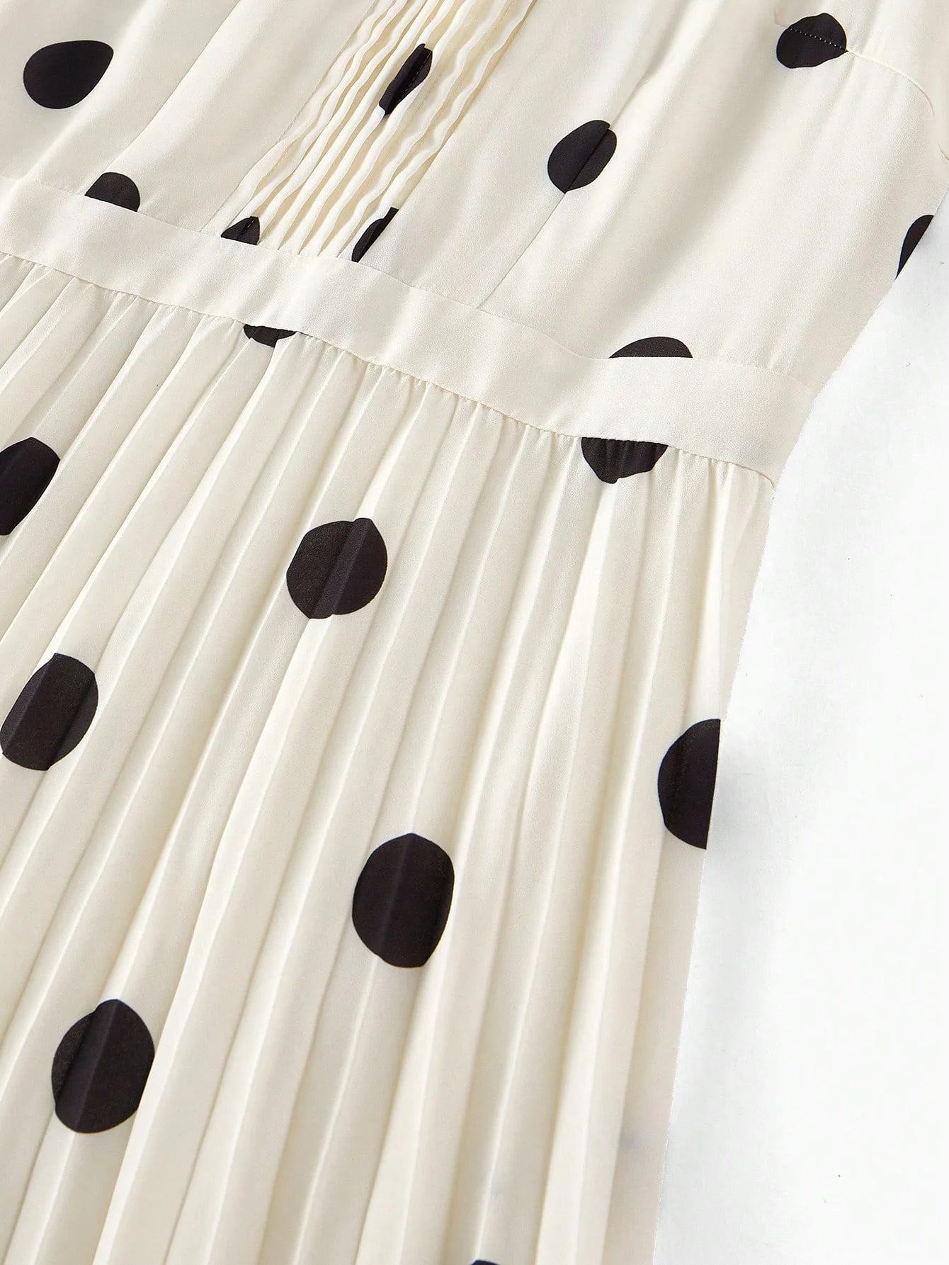 PREMIUM WOMEN POLKA DOT PRINT PLEATED LONG DRESSSPRINGSUMMER