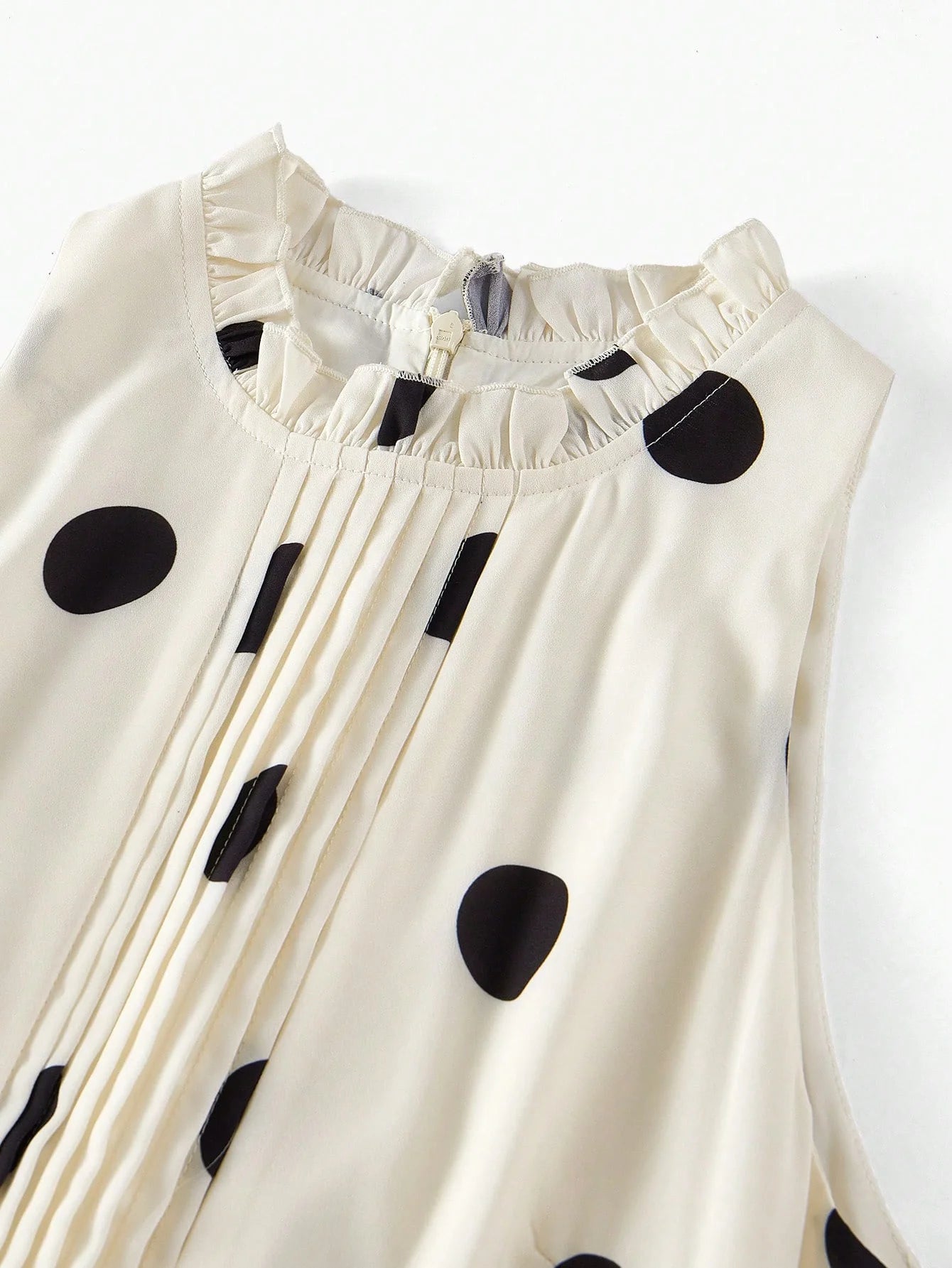 PREMIUM WOMEN POLKA DOT PRINT PLEATED LONG DRESSSPRINGSUMMER