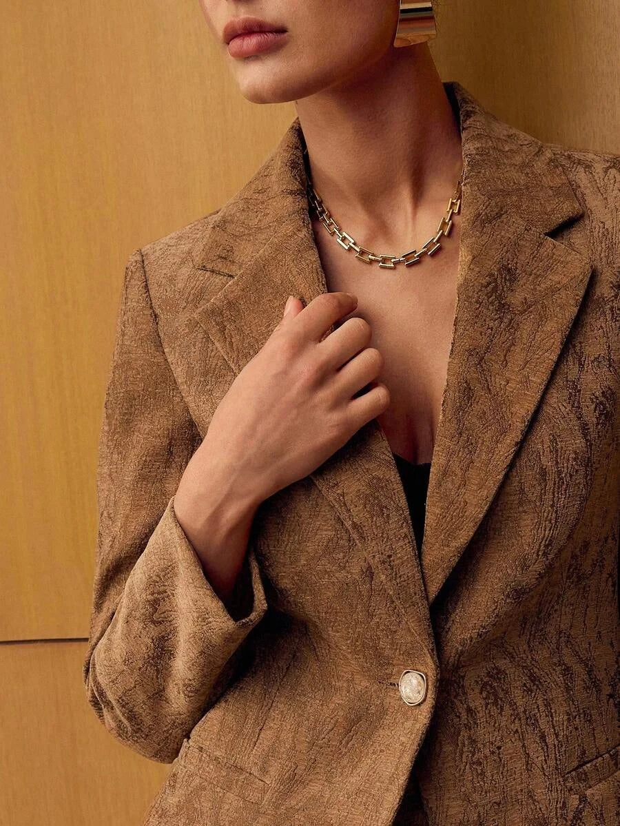 PREMIUM WOMENS CHENILLE JACQUARD BLAZER AUTUMNWINTER