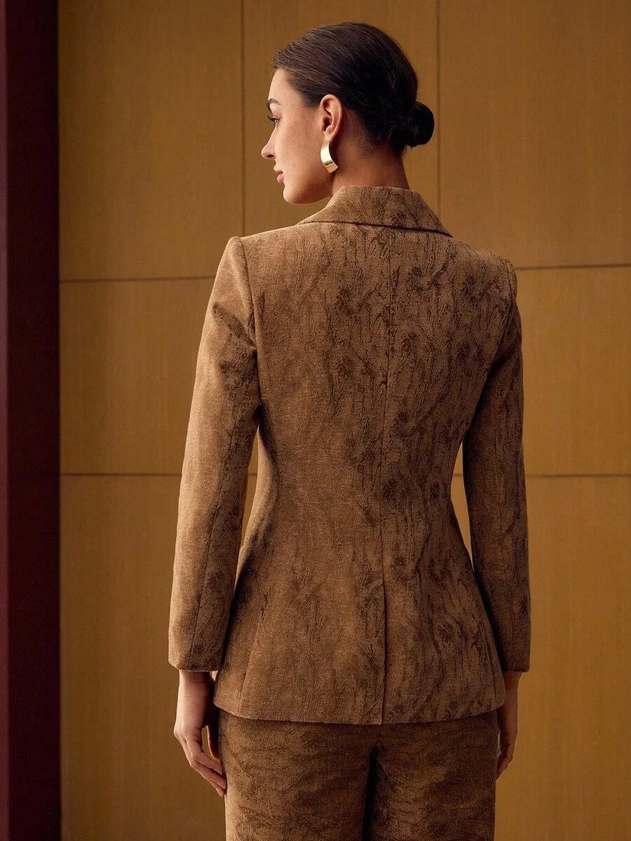 PREMIUM WOMENS CHENILLE JACQUARD BLAZER AUTUMNWINTER