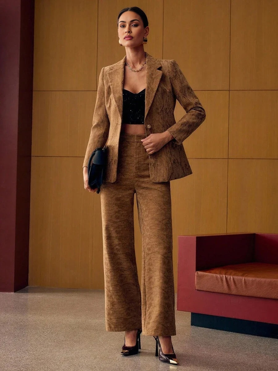 PREMIUM WOMENS CHENILLE JACQUARD BLAZER AUTUMNWINTER