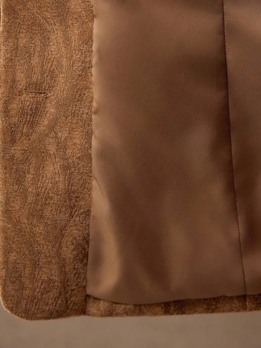 PREMIUM WOMENS CHENILLE JACQUARD BLAZER AUTUMNWINTER