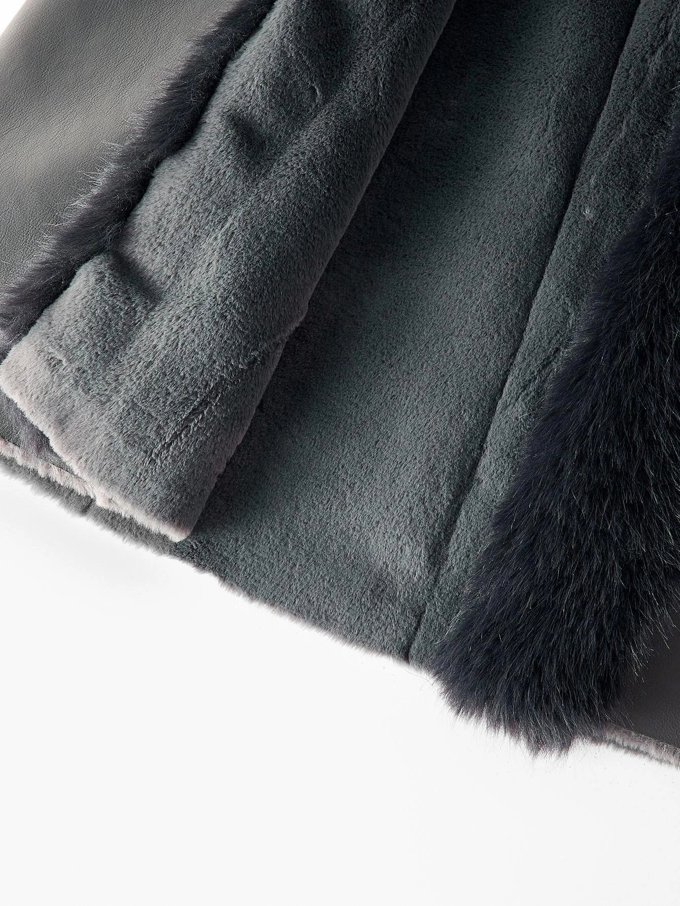 PREMIUM WOMENS CONTRAST FAUX FUR COAT AUTUMNWINTER